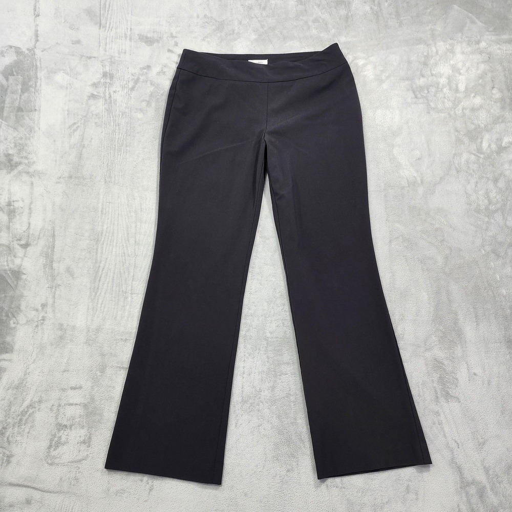 Vintage Dressbarn Pants Womens 14 Black Ponte Pull On Trouser Leg Stretch Office
